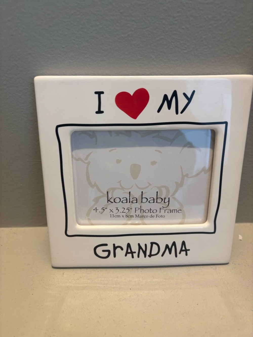 I Love My Grandma ceramic Photo Frame - White Red Heart -child nursery gift mom